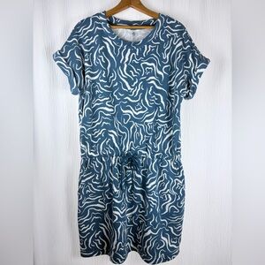 Lou & Grey Blue Wave, Relaxed Fit Terry Dress, Beach Coverup, Women size Medium